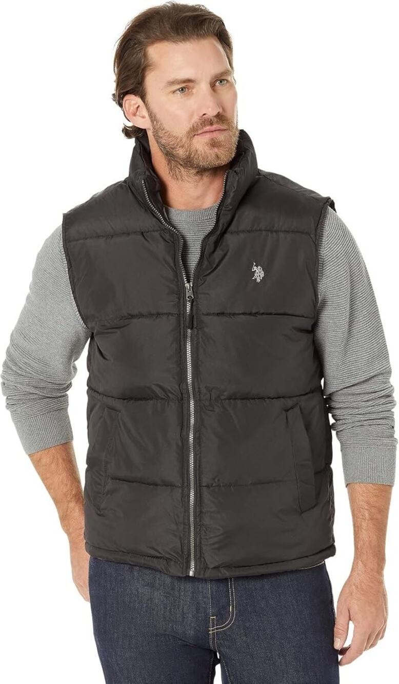 U.S. Polo Assn. Men's M White Signature Zip Up Puffer Vest Preppy Winter HR13-5